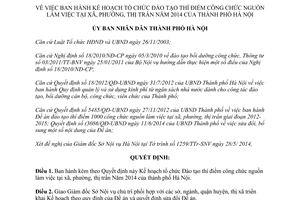 Quyết định 3087/QĐ-UBND Đào tạo thí điểm công chức xã phường thị trấn 2014 Hà Nội