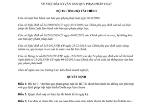Quyết định 1359/QĐ-BTC năm 2014 bãi bỏ văn bản quy phạm pháp luật Bộ Tài chính