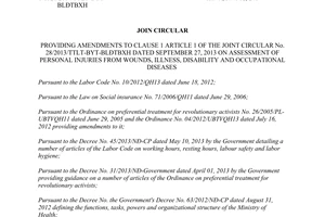 Join Circular No. 21/2014/TTLT-BYT-BLĐTBXH amendments Joint Circular No. 28/2013/TTLT-BYT-BLDTBXH