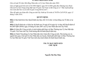 Quyết định 16/2014/QĐ-UBND tổ chức hoạt động Tổ dân cư tự quản Tây Ninh