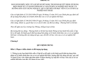 Thông tư 14/2014/TT-BLĐTBXH áp dụng xử lý hành chính cơ sở cai nghiện bắt buộc