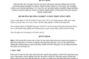 Quyết định 1291/QĐ-BNN-TCCB 2014 tổ chức hành chính tái cơ cấu nông nghiệp