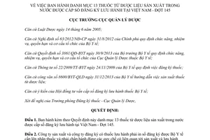 Quyết định 297/QĐ-QLD 2014 danh mục 13 thuốc từ dược liệu trong nước đăng ký lưu hành đợt 145