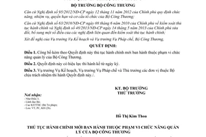 Quyết định 5314/QĐ-BCT 2014 thủ tục hành chính mới thuộc Bộ Công Thương