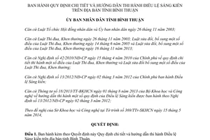 Quyết định 21/2014/QĐ-UBND hướng dẫn Điều lệ Sáng kiến Bình Thuận