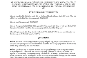 Quyết định 18/2014/QĐ-UBND phối hợp cơ quan đầu tư xây dựng kinh doanh bất động sản Phú Yên