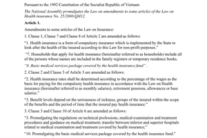 Law No. 46/2014/QH13 amendments to the Law on Health insurance