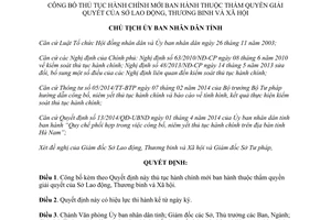 Quyết định 576/QĐ-UBND 2014 công bố thủ tục hành chính mới Sở Lao động Thương binh Hà Nam