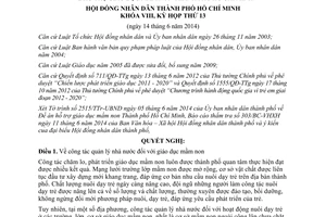 Nghị quyết 01/2014/NQ-HĐND hỗ trợ giáo dục mầm non Hồ Chí Minh