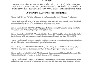 Quyết định 2927/QĐ-UBND 2014 điều chỉnh tiêu chí Môi trường nông thôn mới Hồ Chí Minh