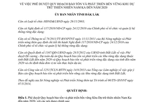 Quyết định 1284/QĐ-UBND 2014 bảo tồn phát triển Khu Dự trữ thiên nhiên Nam Ka Đắk Lắk