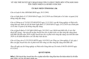 Quyết định 1285/QĐ-UBND 2014 bảo tồn phát triển Khu bảo tồn thiên nhiên Ea Sô Đắk Lắk