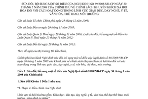 Nghị định 59/2014/NĐ-CP sửa đổi 69/2008/NĐ-CP khuyến khích giáo dục dạy nghề y tế văn hóa thể thao môi trường