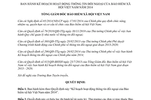 Quyết định 729/QĐ-BHXH hoạt động thông tin đối ngoại Bảo hiểm xã hội Việt Nam 2014