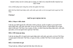 Luật Nhập cảnh xuất cảnh quá cảnh cư trú của người nước ngoài tại Việt Nam 2014