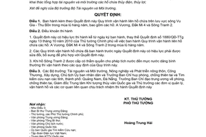 Quyết định 909/QĐ-TTg 2014 Quy trình vận hành liên hồ chứa Vu Gia Thu Bồn trong mùa lũ hàng năm