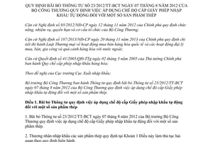 Thông tư 17/2014/TT-BCT bãi bỏ 23/2012/TT-BCT cấp Giấy phép nhập khẩu tự động thép