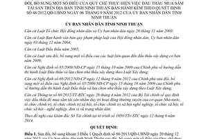 Quyết định 46/2014/QĐ-UBND sửa đổi 86/2013/QĐ-UBND đấu thầu mua sắm tài sản Ninh Thuận