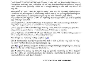 Văn bản hợp nhất 21/VBHN-BGDĐT 2014 hợp nhất thủ tục công nhận văn bằng nước ngoài cấp