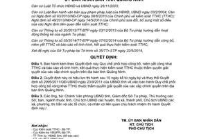 Quyết định 1271/2014/QĐ-UBND niêm yết công khai thủ tục hành chính Quảng Ninh