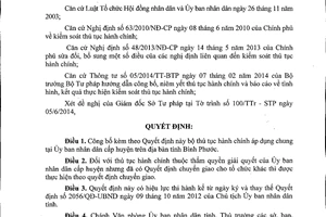 Quyết định 1301/QĐ-UBND 2014 công bố bộ thủ tục hành chính mới Ủy ban nhân dân huyện Bình Phước