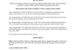 Quyết định 1323/QĐ-BNN-TCCB Nâng cao chất lượng nguồn nhân lực Ngành nông nghiệp 2014 2020