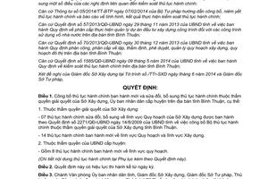 Quyết định 2045/QĐ-UBND thủ tục hành chính thuộc thẩm quyền giải quyết sở xây dựng Bình Thuận 2014