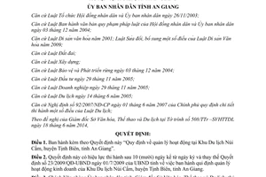 Quyết định 25/2014/QĐ-UBND quản lý hoạt động Khu Du lịch Núi Cấm An Giang