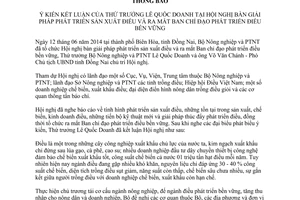 Thông báo 2893/TB-BNN-VP 2014 giải pháp phát triển sản xuất điều bền vững