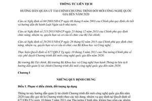 Thông tư liên tịch 79/2014/TTLT-BTC-BKHCN quản lý tài chính đổi mới công nghệ quốc gia đến 2020