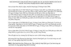 Thông tư 18/2014/TT-BCT Quy chuẩn kỹ thuật Quốc gia an toàn thuốc nổ công nghiệp thiết bị di động