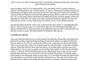 Thông báo 235/TB-VPCP 2014 kết luận của Thủ tướng tại buổi làm việc lãnh đạo Quảng Ninh