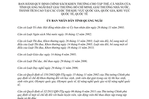 Quyết định 29/2014/QĐ-UBND khen thưởng tập thể cá nhân đạt Giải quốc gia quốc tế Quảng Ngãi