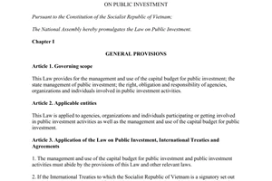 Law No. 49/2014/QH13 dated 2014 on public investment