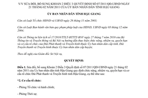 Quyết định 16/2014/QĐ-UBND sửa đổi Khoản 2 Điều 3 Quyết định 07/2011/QĐ-UBND Hậu Giang