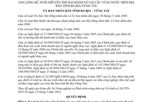 Quyết định 27/2014/QĐ-UBND quản lý giao cho thuê mặt nước nuôi thủy sản Bà Rịa Vũng Tàu