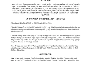 Quyết định 1255/QĐ-UBND 2014 Kế hoạch thực hiện Chương trình hành động 19-CTr/TU Bà Rịa Vũng Tàu