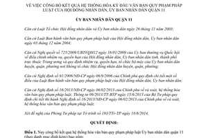 Quyết định 383/QĐ-UBND 2014 kết quả hệ thống hóa kỳ đầu văn bản pháp luật quận 11 Hồ Chí Minh