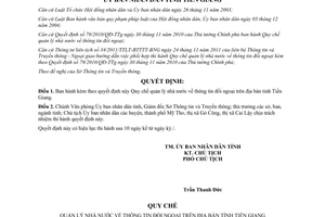 Quyết định 19/2014/QĐ-UBND Quy chế quản lý nhà nước thông tin đối ngoại Tiền Giang