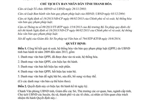 Quyết định 1906/QĐ-UBND 2014 hệ thống hóa văn bản quy phạm Thanh Hóa ban hành từ 2009 đến 2013