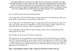 Thông tư 03/2014/TT-BNV sửa đổi Thông tư 03/2013/TT-BNV tổ chức hoạt động và quản lý hội