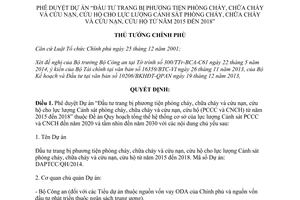 Quyết định 993/QĐ-TTg 2014 Đầu tư trang bị phương tiện lực lượng Cảnh sát phòng chữa cháy 2015 2018