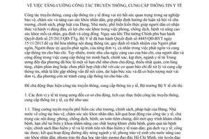 Chỉ thị 07/CT-BYT 2014 truyền thông cung cấp thông tin y tế