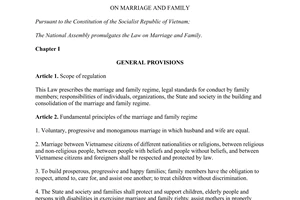 Law No. 52/2014/QH13 on marriage and family