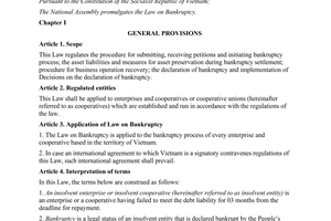 Law No. 51/2014/QH13 on bankruptcy
