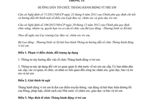 Thông tư 15/2014/TT-BLĐTBXH Tháng hành động vì trẻ em