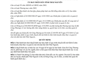 Quyết định 17/2014/QĐ-UBND chuyển đổi mô hình tổ chức kinh doanh khai thác quản lý chợ Thái Nguyên