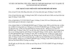 Quyết định 3036/QĐ-UBND 2014 tiêu chí Trường tiên tiến xu thế hội nhập khu vực quốc tế Hồ Chí Minh