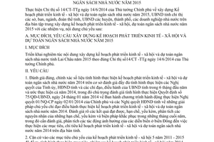 Chỉ thị 06/CT-UBND kế hoạch phát triển kinh tế xã hội dự toán ngân sách nhà nước 2015 Lai Châu