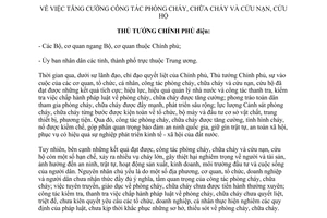 Công điện 967/CĐ-TTg 2014 tăng cường phòng chữa cháy cứu nạn cứu hộ